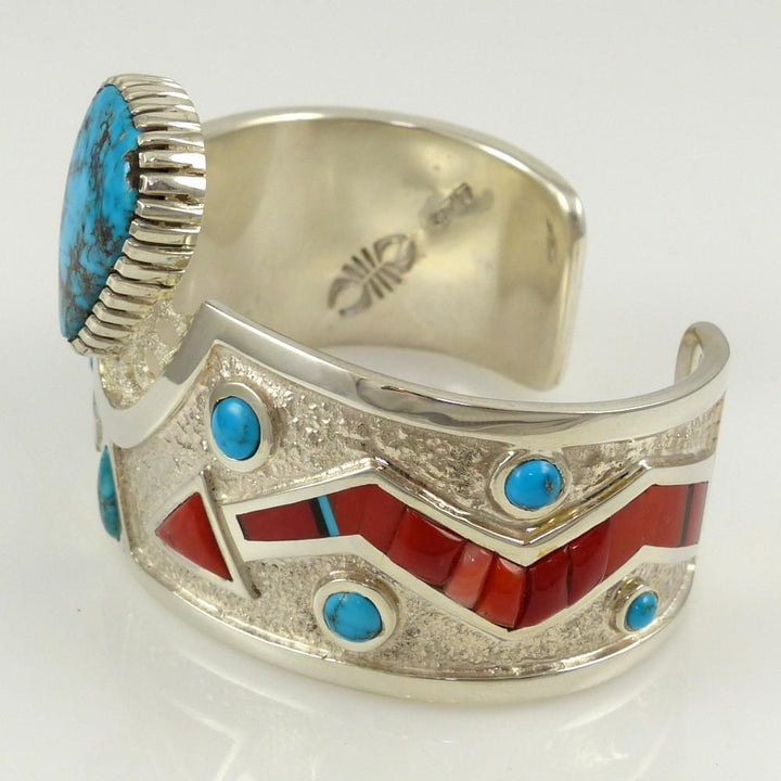 Turquoise and Coral Cuff by Michael Perry - Garland's