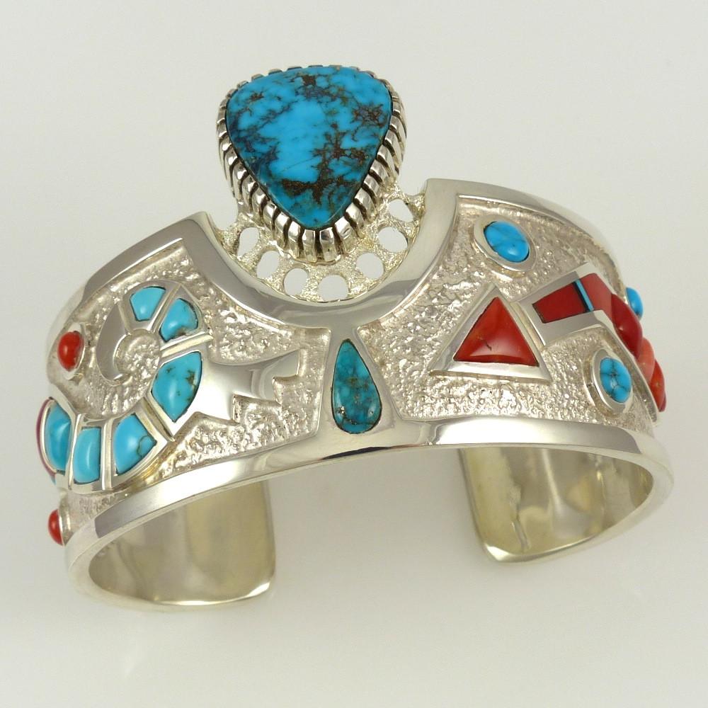 Turquoise and Coral Cuff by Michael Perry - Garland's