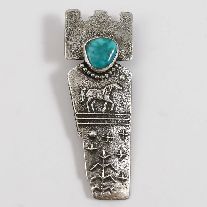Turquoise Corn Maiden Pendant by Joel Pajarito - Garland's