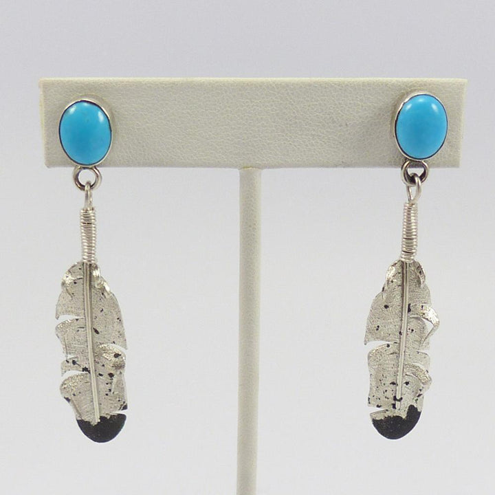 Turquoise Feather Earrings by Ernest Rangel - Garland's