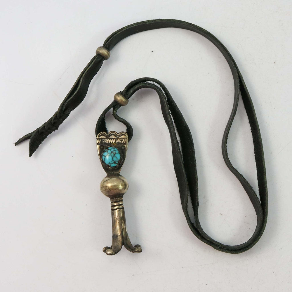Turquoise Squash Blossom on Leather by Jock Favour - Garland's