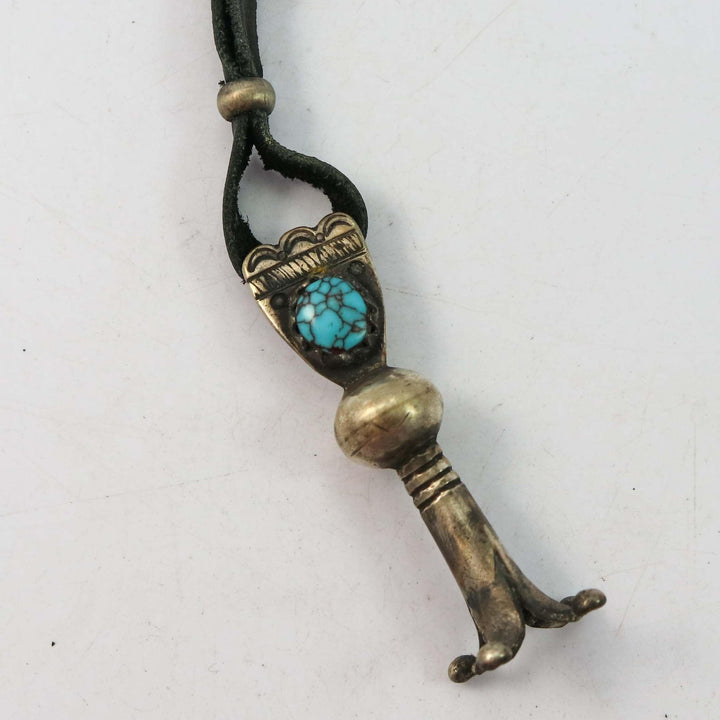 Turquoise Squash Blossom on Leather by Jock Favour - Garland's